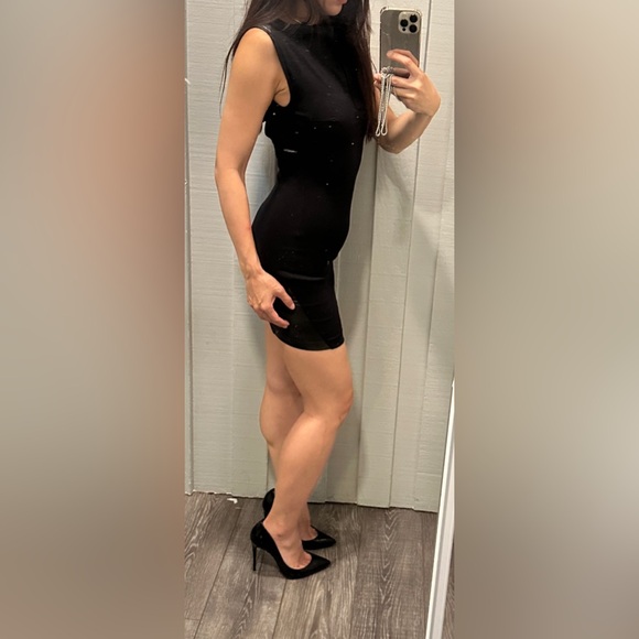 Samantha Eng Leather Panel Strappy Keyhole Mini Dress - Picture 4 of 8